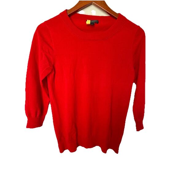 J Crew 100% Merino‎ Wool Woman’s Sweater Size S Red Crew Neck Lightweight - Picture 1 of 7